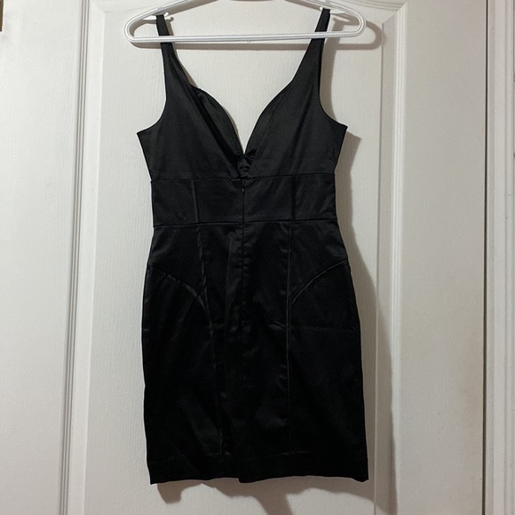 Urban Behavior Black satin low cut dress - Picture 3 of 9